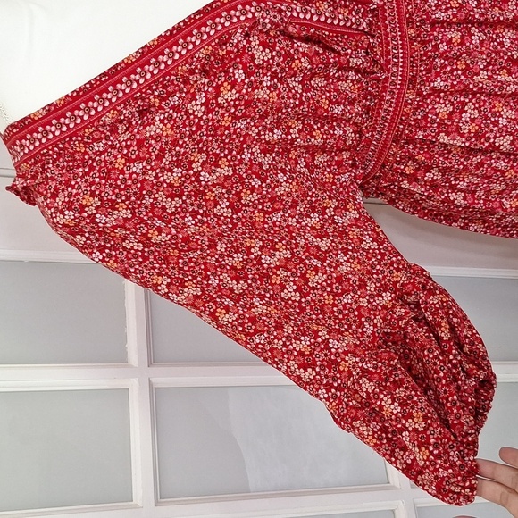 Max Studio Floral V-neck Midi Dress with Balloon Sleeves - Picture 5 of 15